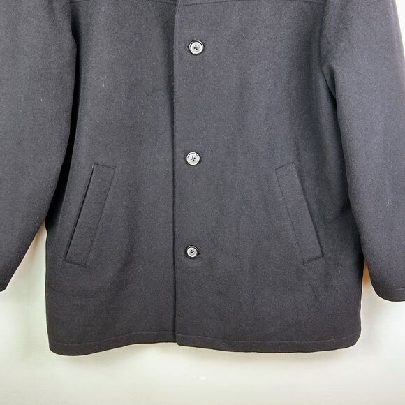 Roundtree & Yorke Men's Wool Overcoat Jacket Collared Button Front Coat Black L - Picture 3 of 15